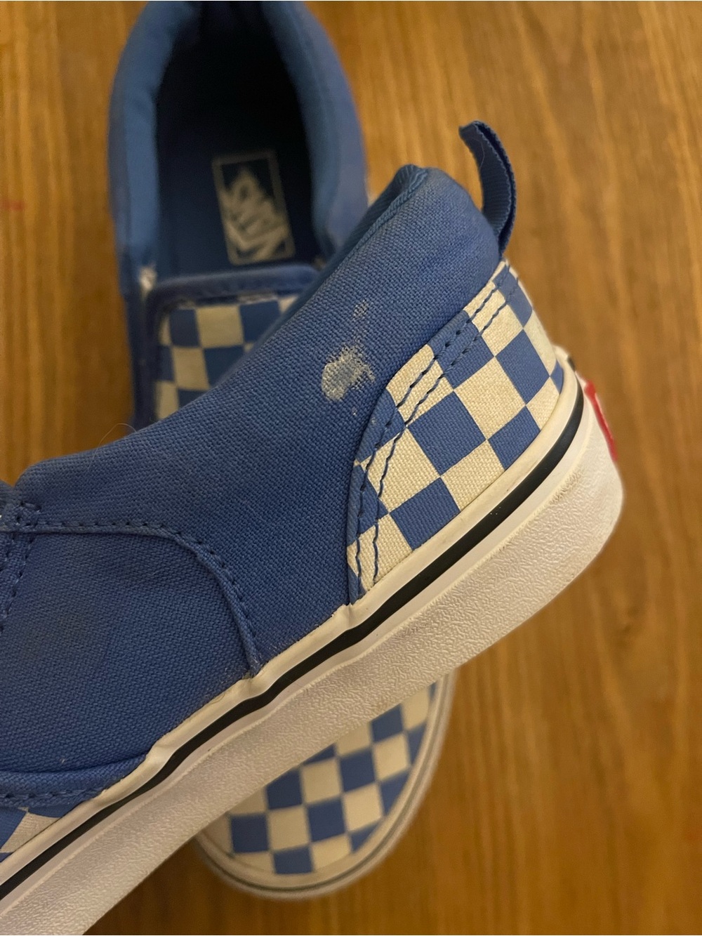 Vans Kids Slip-On Checkerboard Sneakers Classic Blue and White - Picture 6 of 8